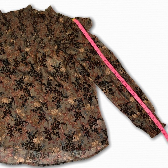 Knox Rose Printed Bishop Long Sleeve Blouse Size L - Picture 7 of 10